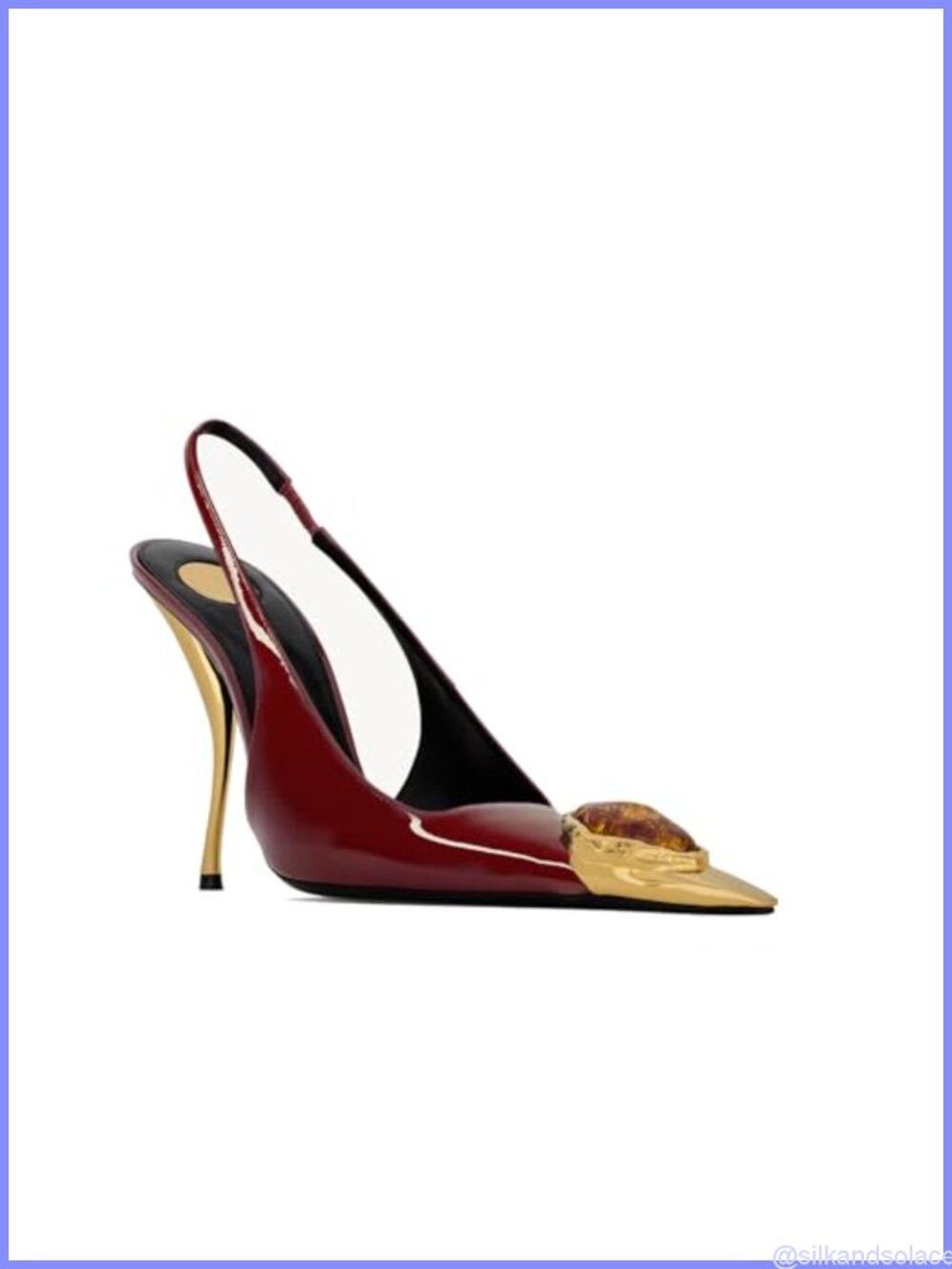 Slingback High Heels Metal Pointed Toe Stiletto Patent Leather Heels for Women